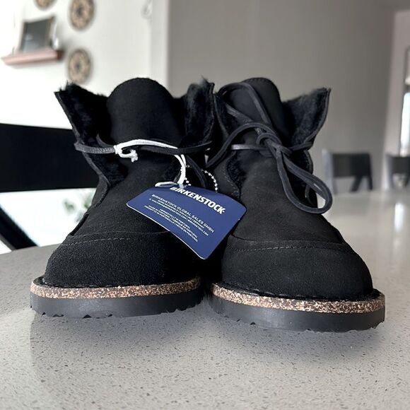 NWT Birkenstock Bakki Suede Leather Bootie Cork Sole Slip On Shoe Narrow Furry - Picture 7 of 14